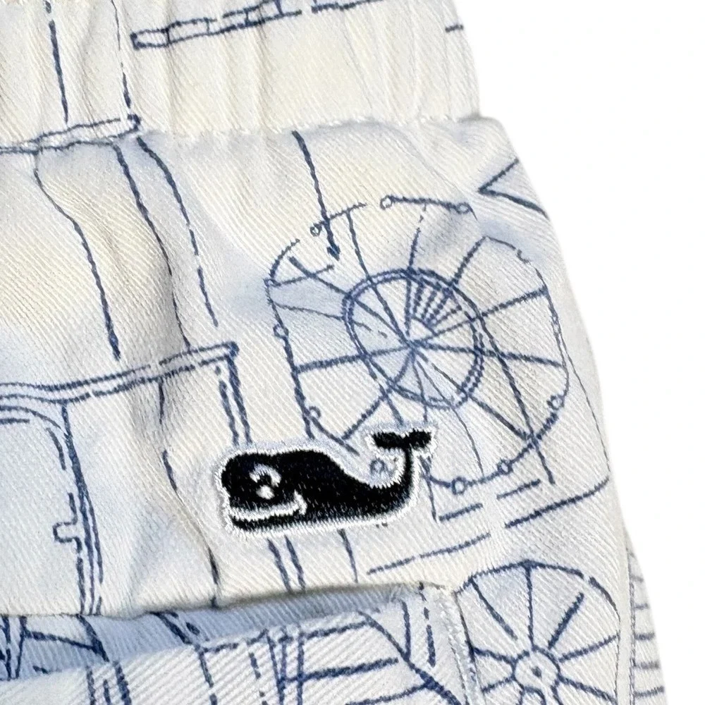 Vineyard Vines Boys White Blue Nautical Sketch Sailboat Lighthouse Shorts Size 8